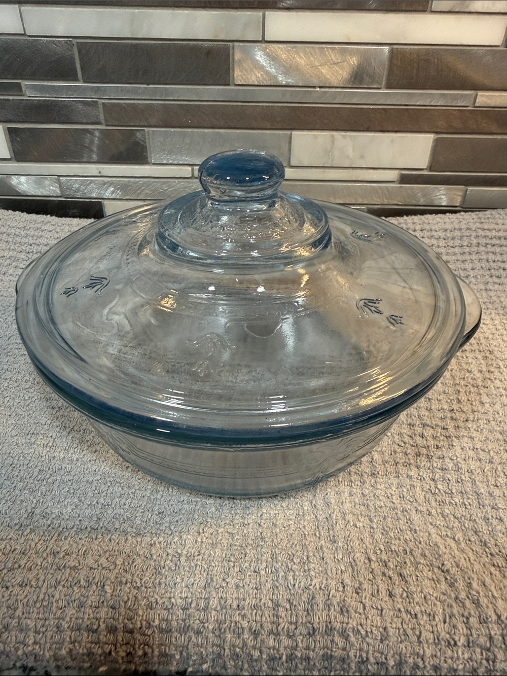 FireKing Blue Glass Covered Casserole